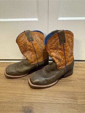 Roper Children’s Two-Tone Brown & Tan Western Cowboy Boots Ankle Square Size 2
